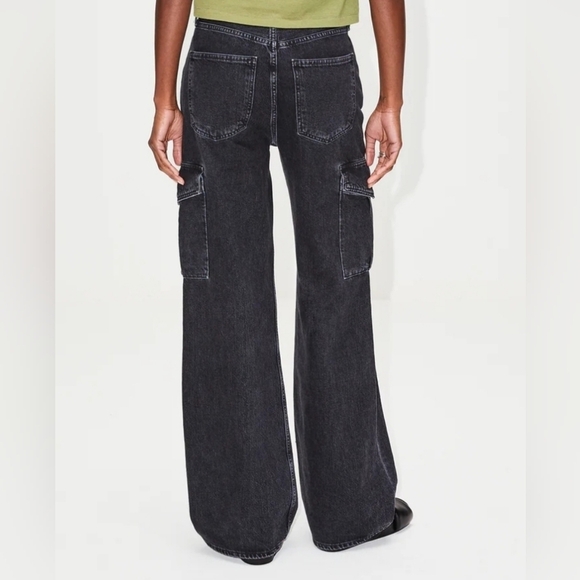 AGOLDE Minka Wide Leg Cargo Jeans in Distressed Black Size 28 - Picture 3 of 16
